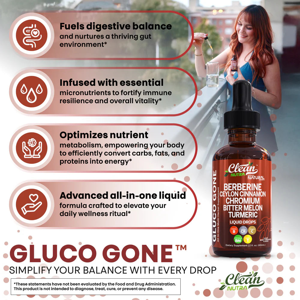 Clean Nutra Berberine with Ceylon Cinnamon Supplement Liquid Drops + Bitter Melon Extract, Glucomannan, Gymnema, Chromium, Turmeric, Organic Panax Ginseng, Moringa GLP-1 Support
