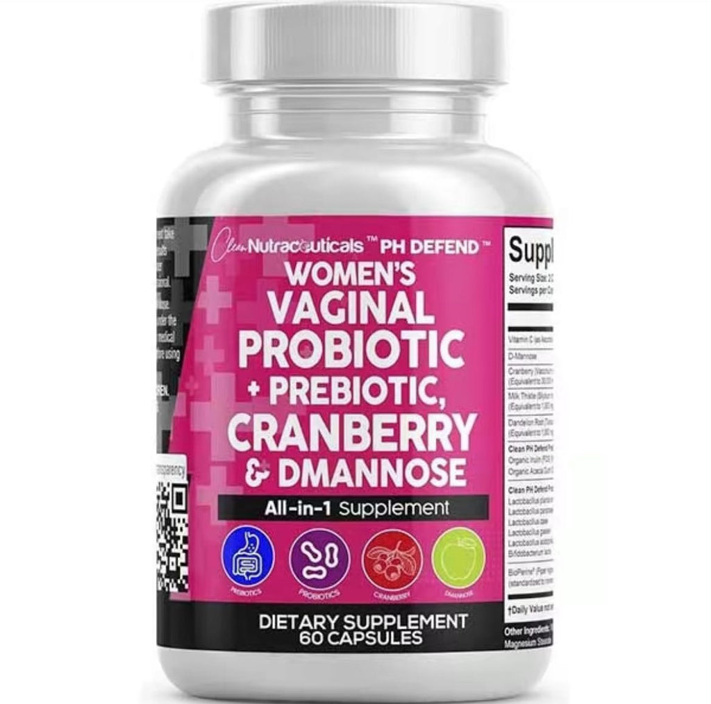 Clean Nutral PH Defend Probiotics for Women Balance with Prebiotics Cranberry Dmannose Healthy Odor and Tract Support Made in USA Pills Supplement