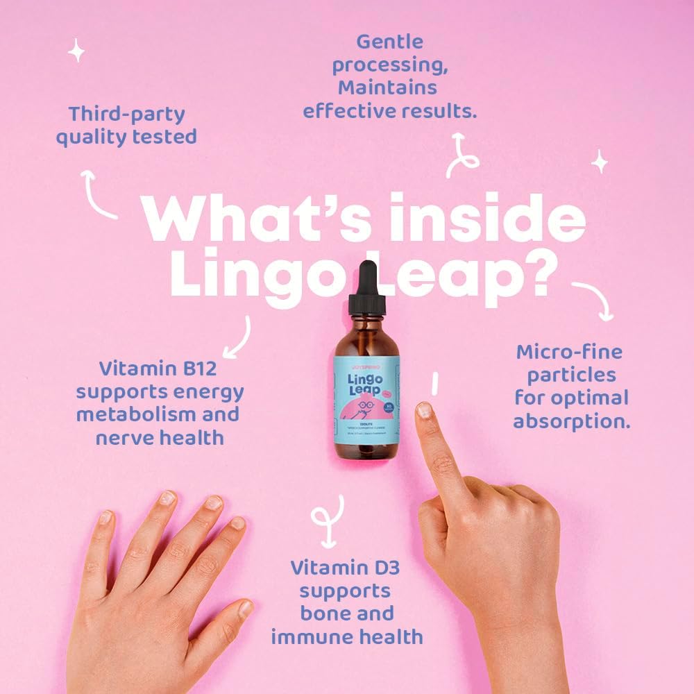 JoySpring LingoLeap – Liquid Kids Formula with Zeolite Clinoptilolite, Methylated B12 & Vitamin D3 | Gentle Daily Support for Kids’ Wellness | Ages 3+ | (1fl oz) 30 Servings