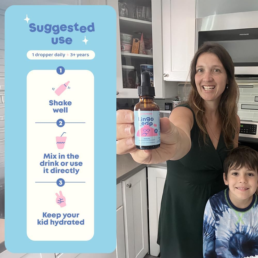 JoySpring LingoLeap – Liquid Kids Formula with Zeolite Clinoptilolite, Methylated B12 & Vitamin D3 | Gentle Daily Support for Kids’ Wellness | Ages 3+ | (1fl oz) 30 Servings