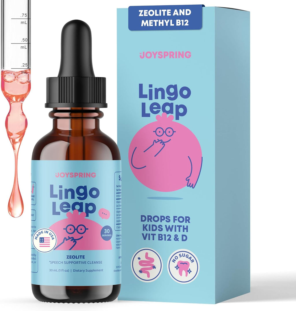 JoySpring LingoLeap – Liquid Kids Formula with Zeolite Clinoptilolite, Methylated B12 & Vitamin D3 | Gentle Daily Support for Kids’ Wellness | Ages 3+ | (1fl oz) 30 Servings