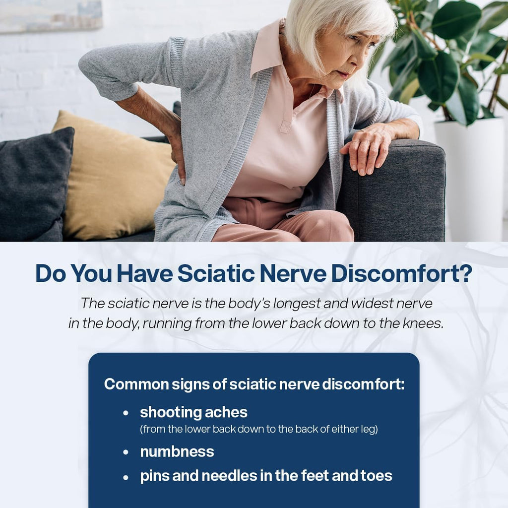 SciatiEase Sciatic Nerve Health Support Supplement - Nerve Support Formula with AlphaPalm, Pea, Vitamin B Complex, Alpha Lipoic Acid 300mg - 120 Capsules