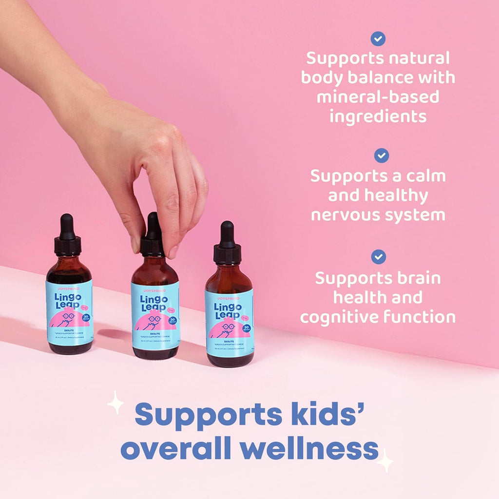 JoySpring LingoLeap – Liquid Kids Formula with Zeolite Clinoptilolite, Methylated B12 & Vitamin D3 | Gentle Daily Support for Kids’ Wellness | Ages 3+ | (1fl oz) 30 Servings