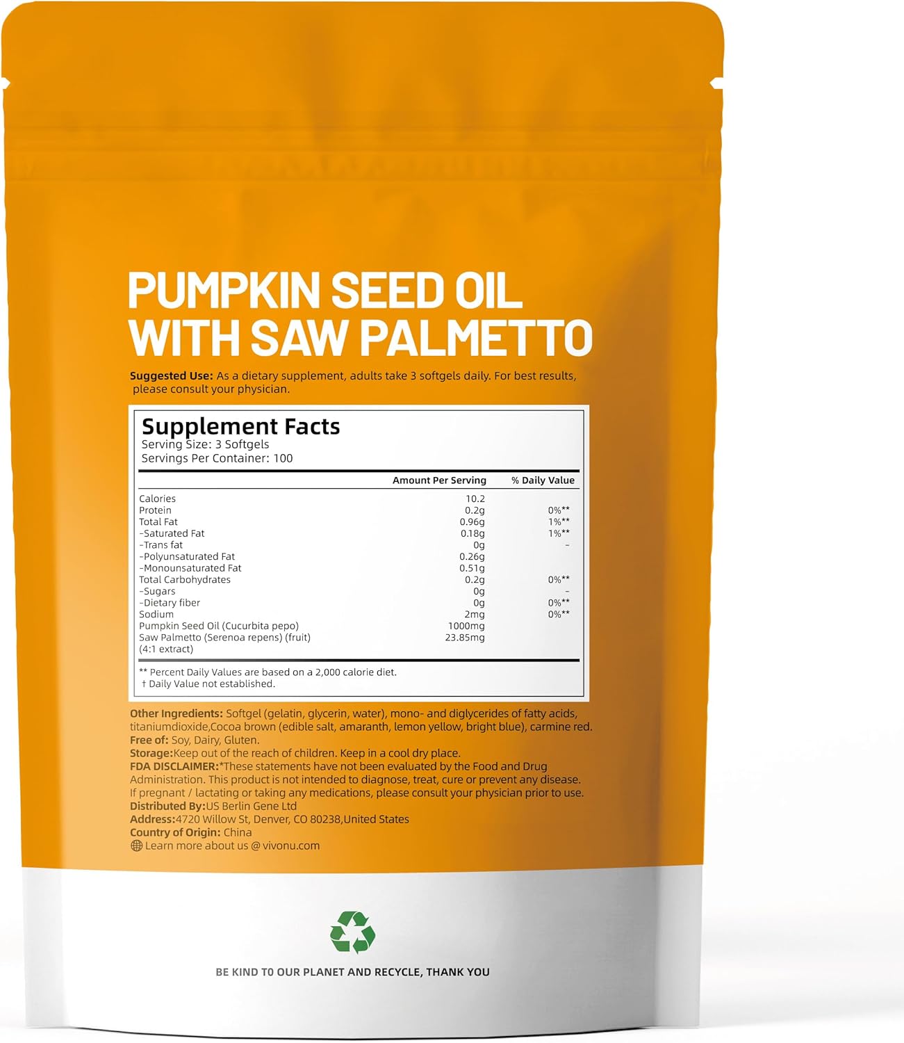 Pumpkin Seed Oil with Saw Palmetto Capsules | Cold Pressed, Pure Virgin Oil, Essential Fatty Acids & Phytosterols | 300 SoftgelsSupports Hair, Urinary, Bladder & Prostate Health | Non-GMO