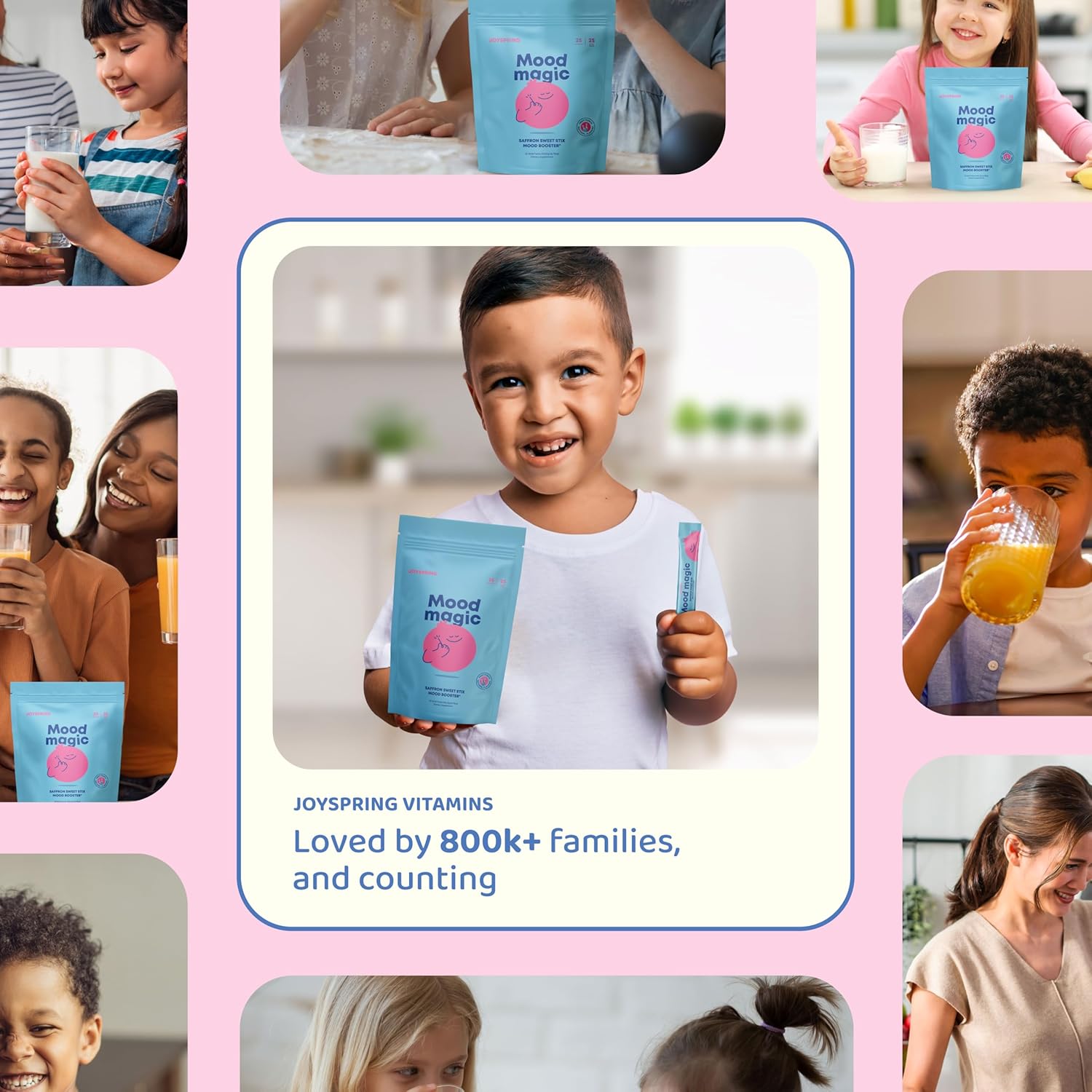 JoySpring Pixie Sticks with Saffron & GABA for Kids | Mood Balance Supplements for Kids | Sugar-Free Powder Candy or Water Flavor Powder (25 Servings)