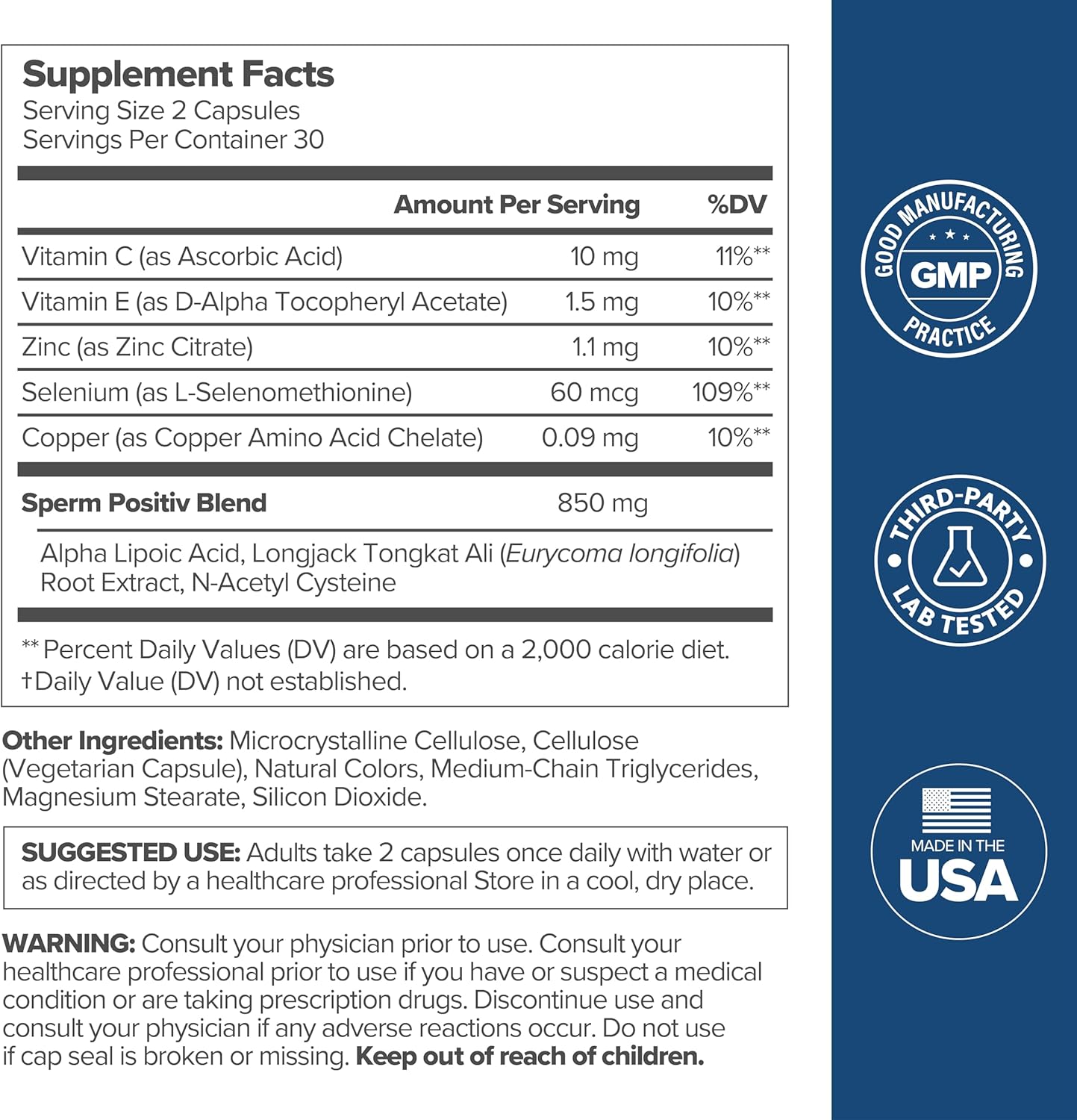 O Positiv Preggo Sperm Health Capsules for Men - OBGYN-Formulated for Improved Sperm Count & Motility with Tongkat Ali, NAC, Alpha Lipoic Acid – Male Reproductive Health, 60 Count (Pack of 1)